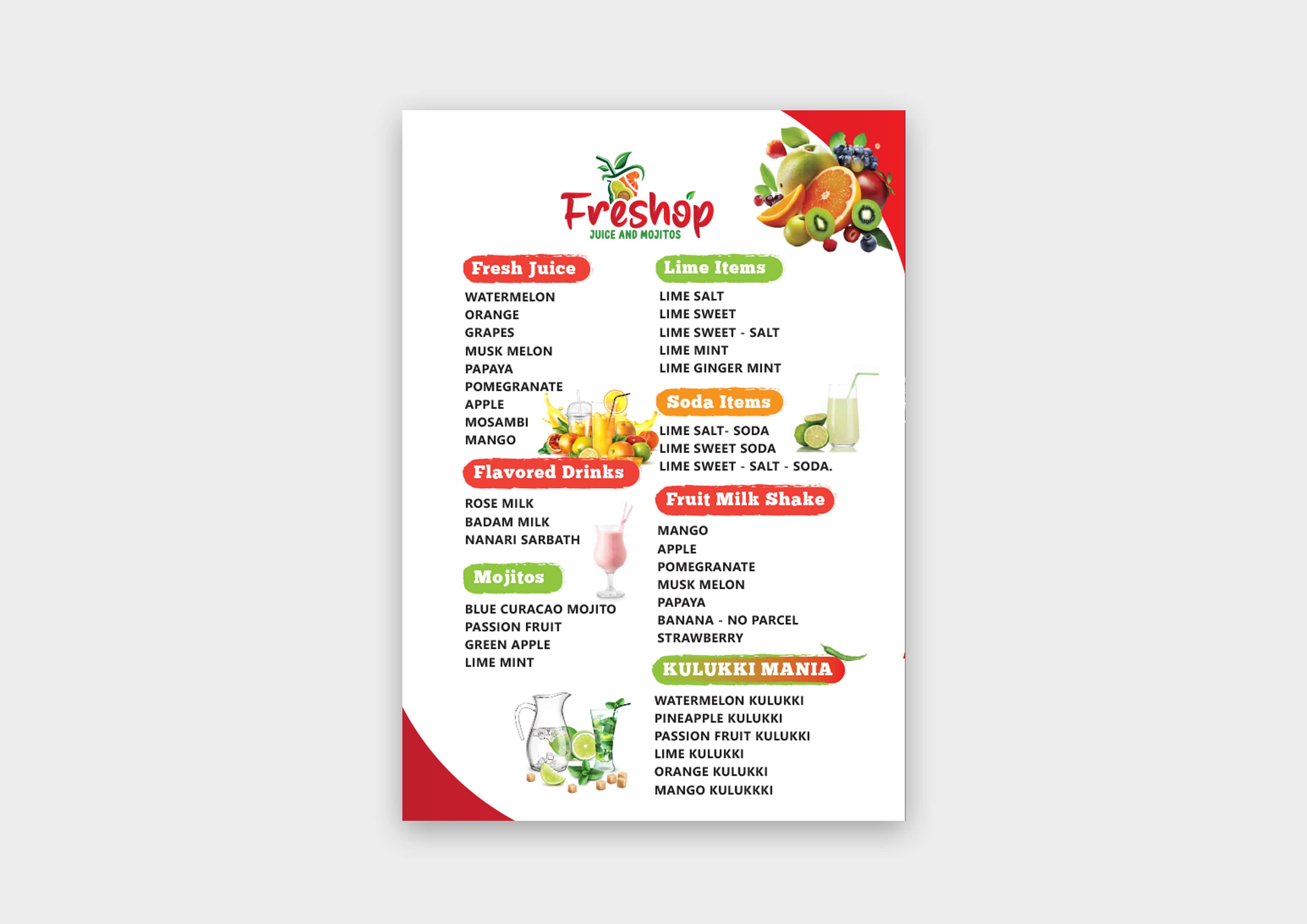 Juice Menu
